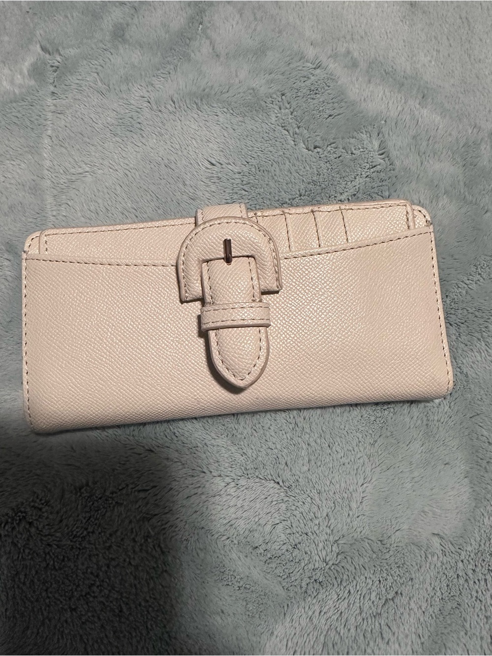 Leather Buckle Detail Women's Wallet - Cream